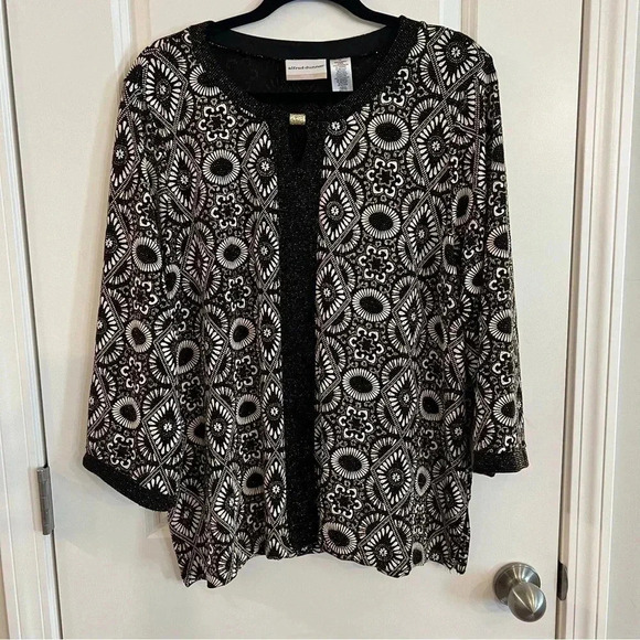 Alfred Dunner Woman Blouse Sz 1X Faux Gold Metallic Accents Shimmery Glittery - Picture 2 of 4